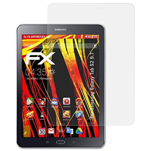 Samsung Galaxy Tab S2 9.7 Displayschutzfolie - 2 x atFoliX FX-Antireflex-HD hochauflösende entspiegelnde Folie