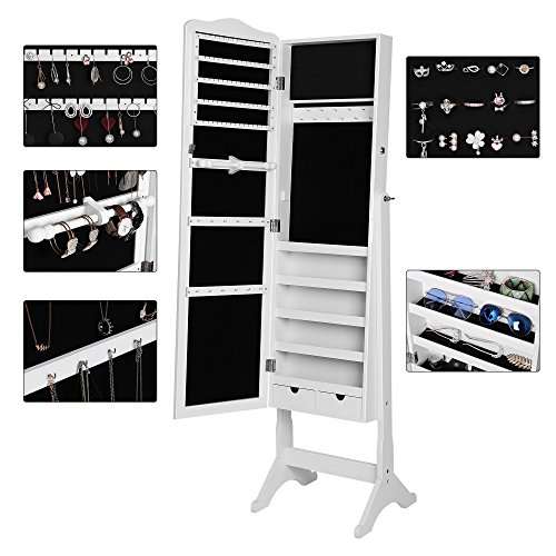 Songmics 158 x 41 x 38 cm Schmuckschrank Weiß für Ketten Ringe Ohrringe JBC82W - 5
