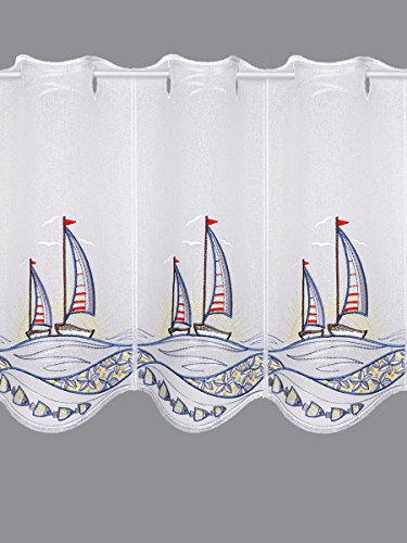 Scheibengardine Segelboot im Sonnenuntergang Maritimer Scheibenhänger Badgardine in 3 Höhen 55 x 160 cm