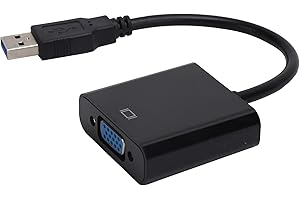 ASHATA USB to VGA Adapter, USB 3.0 Male to VGA 15-Pin Female Converter, Support 1080 at 60Hz, for Lenovo, for Windows 10, desktop, laptop, PC, monitor, projector, high-definition TV, for Xbox, etc (black)