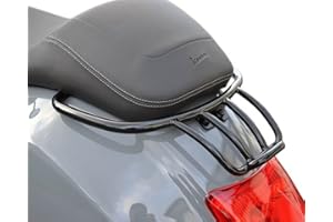 MOTO NOSTRA Gepäckträger hinten schwarz glänzend, mit Soziushaltegriff kompatibel für Vespa GT, GTL, GTV, GTS, GTS Super, GTS HPE, GT60 125-300