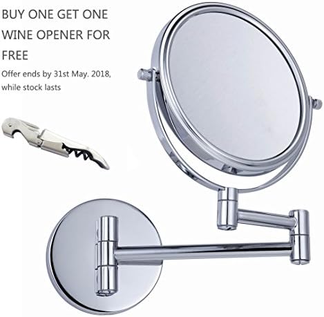 VERSACE DUNN Extendable Magnifying Mirror 5X Magnification,6 Inch Wall Mounted Shaving Mirror Finished For Bath,Spa And Hotel