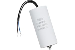 Iruihoo Capacitor CBB60 30µF, 450V 50/60Hz Motor Running Capacitor Starting Capacitor 30UF Capacitor with Wire & M8 for Electric Motor