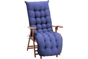 DKIEI Thicken Sun Lounge Cushion Recliner Chair Cushion Rocking Chair Cushion with Anti-slip Hood & Straps for Outdoor Garden Indoor (Only Cushion), Blue, 160x50x8cm