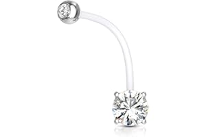 Autiga® Schwangerschaftspiercing Bio Flex Flexibler Kunststoff kürzbar Zirkonia Kristall Bauchnabel-Piercing