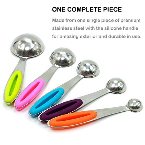 y-spoon sets-uk2, Metall Edelstahl Messlöffel, Set von 5 Messbecher für trockene und flüssige Zutaten - 2