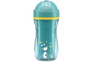 Chicco Sport Cup Bicchiere Antigoccia in Silicone per Bambini 14+ Mesi, 266 ml, Tazza Biberon Termica per Imparare a Bere, con Cannuccia Flessibile Resistente ai Morsi, Senza BPA, Azzurro