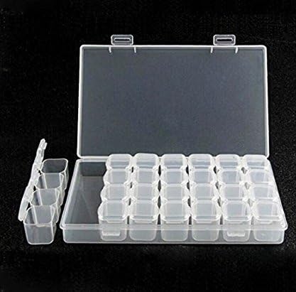 fwehfefh Adjustable 28 Slots Clear Plastic Nail Art Decoration Tools Container Display Diamond Painting Accessory Storage Box Case Organizer
