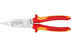 Knipex Pince pour installations électriques chromée, isolées par gaines bi-matière, certifiées VDE 200 mm (carte LS/blister) 13 96 200 SB