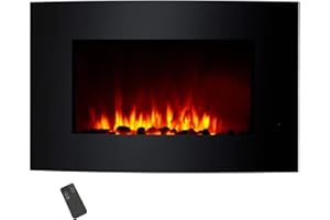 ‎SYNTROX GERMANY Syntrox Germany Horizontaler Wandkamin Elektrokamin Kamin mit Fernbedienung WK-2000W Cartagena schwarz