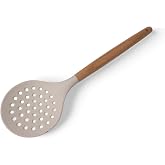 Deconox Bambu Saplı Silikon Kevgir, Bambu Uzun Silikon Geniş Kevgir 27cm 3 Renk Se&ccedil;enekli (KREM)