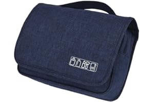 BURMIROX Beauty Case da Viaggio,Borsa da toilette da viaggio sospesa,Multi-compartimenti per Organizzare Oggetti Personali,Gancio in Metallo per Appendere (Navy blue)