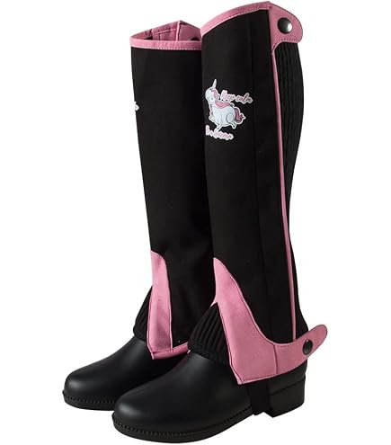 Minichaps Enfant Covalliero Lilli Noir/Rose - Taille 128 - Pour Fille 8-9 Ans - Cuir Synthétique Lavable