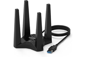 WAVLINK AC1900 USB WiFi Dongle do PC, dwuzakresowy adapter WiFi 1900 Mb/s do komputera stacjonarnego, laptopa PC z podstawą magnetyczną, 4 x anteny zewnętrzne 3dBi, obsługa Win 11/10/8/7/XP, Mac OS