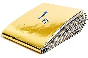 Gisinti Couverture d'urgence, 1 pièce, bâche isotherme 210 x 160 cm, couverture thermique d'urgence, couverture de survie, protège de la chaleur et du froid, | or argenté 1 pièce