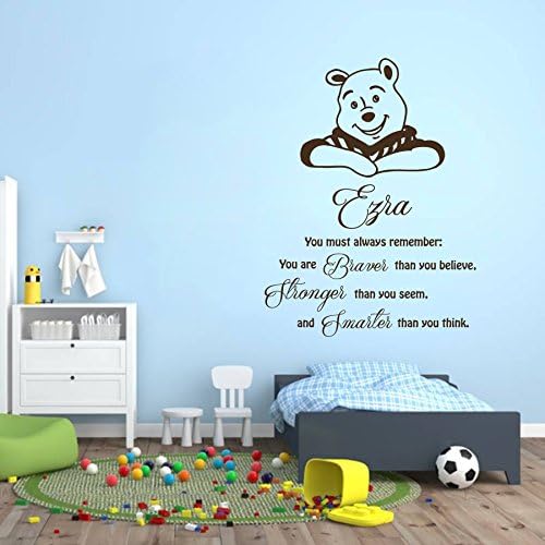 Wall Decal Quote You Must Always Remember You are Braver Winnie The Pooh Vinyl Sticker Girl Boy Custom Personalized Name Nursery Décor A521