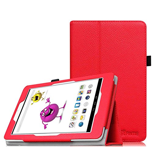 Fintie Odys Junior Tab 8 Pro Hülle Case - Slim Fit Folio Kunstleder Schutzhülle Cover Tasche mit Ständerfunktion und Stylus-Halterung für Odys Junior Tab 8 Pro 20,3cm (8 Zoll) Tablet-PC, Rot