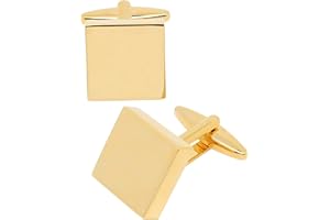 Jonwo Square Blank Black Silver Gold Cufflinks for Men with Gift Box Shiny Polished Men Cufflinks for Wedding Daily Tuxedo Shirt Party Birthday Anniversary Present