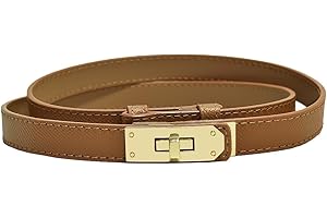 PACDE Western Thin Leather Women Skinny Adjustable Belt Slim Dresses Coat Turn Lock Ladies Waistband Belt