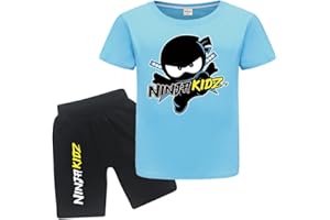 Forlcool Ninja Kidz Kids Summer 100% Cotton T Shirts and Shorts 2pcs Clothing Sets Boys Girls Casual Sport Suits