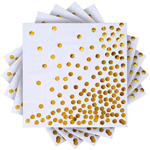 Unique Store Serviettes jetables pour fête d'anniversaire, mariée, Nouvel an, Anniversaire et Occasions spéciales - 50pc doré