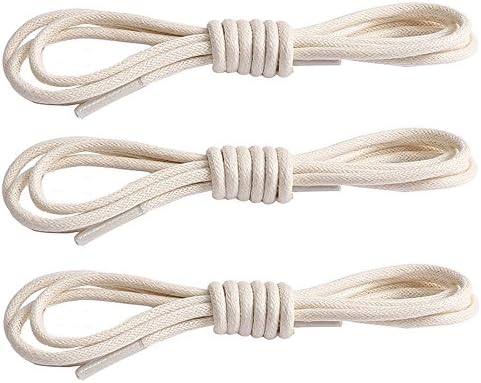 CHRISLZ (3 Pairs) Round Waxed Shoelaces, Premium Waxed Thin Round 3 Sizes Shoelaces, Cotton Dress Laces for Dress Shoes…