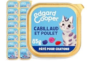 Edgard & Cooper Pâtée Pour Chaton Stérilisé, Cabillaud Poulet 16 x 85g, Nourriture humide Sans Céréales Ingrédients naturels, Riche en protéines, Sans sucres ajoutés