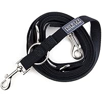 [Gesponsert]KURI PAI Umweltfreundliche Hundeleine Für Kräftige Große und Mittelgroße Hunde Aus Bambusfaser, Schwarz, Mehrfach Verstellbar, 3m Leine (1,5m - 2,8m) Doppelleine (2.0cm breit, Schwarz)