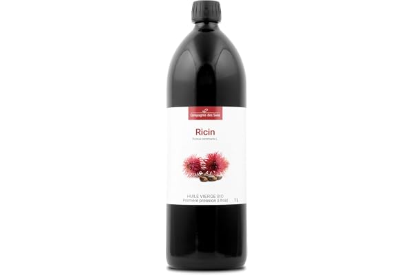 Ricin - Huile Végétale Vierge BIO - Flacon en verre - Première pression à froid - 1L