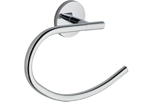 Kibath 324664 Porte-Serviettes à Anneau Design. Fabriqué en Acier Inoxydable et Finition en Chrome Brillant. avec Deux Options de Fixation, adhésif ou avec vis