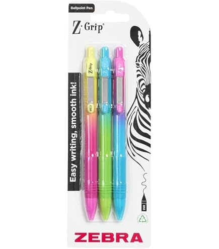Zebra Z-Grip Smooth Sweetie/Blush - Penna a sfera da 1,0 mm, inchiostro nero, 1 pezzo per fusto, confezione da 4