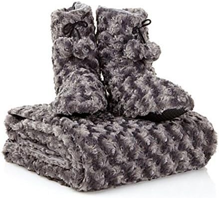 Adrienne Landau Faux Fur Throw and Booties ~ Grey/Large by Adrienne Landau