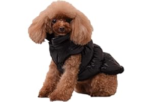 GUOCU Cappotto per Cani,Piumino per Cani e Gatto di Piccola Taglia,Cani Gilet in Pile Polare,Giù Giacca per Animali Domestici,Giacche Invernali Calde Impermeabili per Teddy/Chihuahua/Pomerania Nero B L