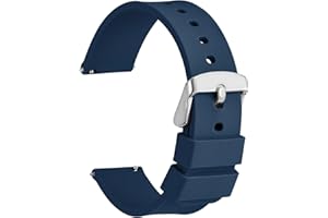 WOCCI Bracelets de Montre en Silicone, Boucle en Acier Inoxydable Argenté, Libération Rapide, Bandes de Rechange en Caoutchouc Souple 13 Couleurs, 14mm 16mm 18mm 19mm 20mm 21mm 22mm 24mm