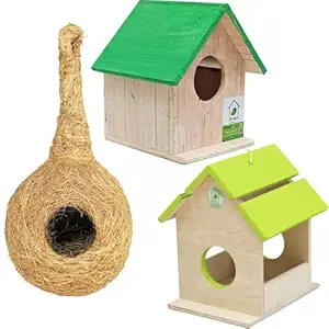 PetNest Best Beautiful Bird nest Bird House for Hanging in Balcony Pack of 3 Houses