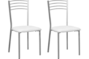 Shiito | Pack de 2 Sillas de Cocina | Asientos de Polipiel Blanco | Modelo SINTRA
