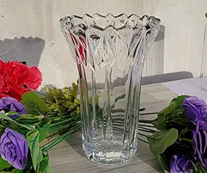Pure Source India Glass Flower Vase 7.5 Inch, Clear