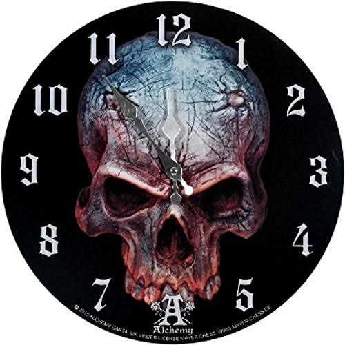 Wanduhr Birth of a Demon by Alchemy Totenkopf Totenschädel Figur Uhr