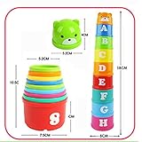 Youpin Figures Letters Folding Cup Tower,Baby Fun Educational Toy Children Kids Basics Stacking and Nesting Piling Cups Pagoda Number Letter Learning Toy