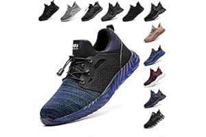 HITMARS Scarpe Antinfortunistica Uomo Antiscivolo Scarpe Antinfortunistiche Donna Traspirante Scarpe da Lavoro Unisex Cantiere Fabbrica Nero Grigio EU Taglia 36-48