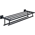 Alise 20-Inch Bathroom Lavatory Towel Rack Towel Shelf with Two Towel Bars Wall Mount Holder,GZ8050-B SUS 304 Stainless Steel Matte Black