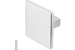 Decoranddecor Calla Square Cabinet Knob Door Pull Handle Kitchen Cupboard Furniture Drawer (1 Pack, Polished Chrome)