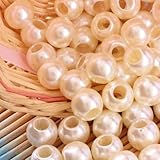 Angel Malone 20 x 12mm CREAM Large Hole Faux Pearl Beads, Leather Kumihimo European Crafts