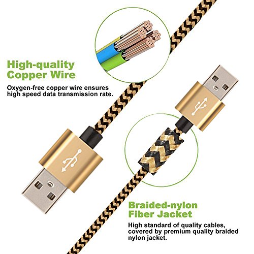 USB-Cabel, H quadratic, 1m / 3,3ft Nylon geflochtenes Android-Kabel für Smartphones, PS4 Controller und mehr (Gold) - 4