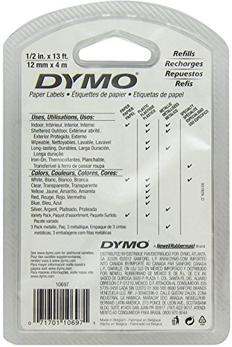DYMO 10697 Self-Adhesive Paper Tape for LetraTag Label Makers , White ( Pack of 2)