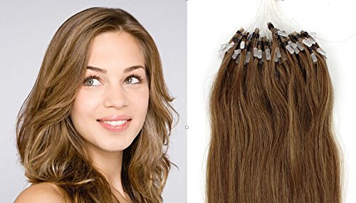 Loop Micro Ring Remy Human Hair EXTENSION fashion Colors 12# Light Golden Brown,50g,100S 18"