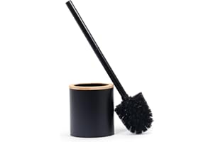‎GREELUE GREELUE Klobürste Holz, Toilettenbürste in Edelstahl, WC Bürsten & Halter, Badezimmer Set, Bürstengarnitur, Klobürstenhalter, Klobesen (Schwarz)