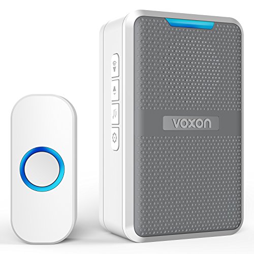 Preisvergleich Produktbild Kabellose Türklingel, VOXON EasyLink One Wasserdicht Tragbares Funkklingel Set, Schnurlose Türklingel, 58 Klingeltöne, 1 Empfänger & 1 Sender, Batteriebetriebener Türgong mit Empfänger, Klingel und Klingelknopf Mit LED Anzeige