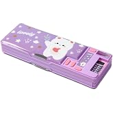 Rurbeder Girls Pencil Case with Calculator and Sharpener, Multifunctional Stationery Box, Ideal Back to School Gift, School S