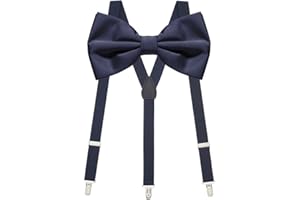 BARGAINEX Matching Navy Braces Suspenders and Bow Tie Kids Children Boys
